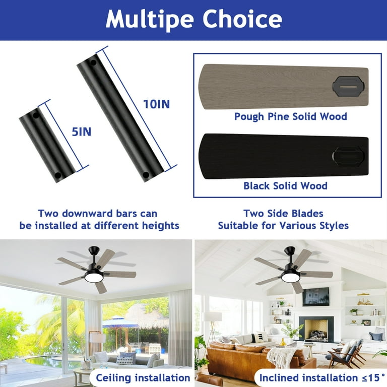 うろんいちゃま XAUJIX 52'' Ceiling Fan with Light, 6-Speed Reversible DC