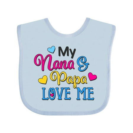 

Inktastic My Nana and Papa Love Me with Hearts Gift Baby Boy or Baby Girl Bib