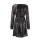 thumbnail image 5 of Mini vestido de lentejuelas de manga larga para mujer - Vestido de cóctel brillante y brillante, poliéster, cuello redondo, corte en A, 5 of 5