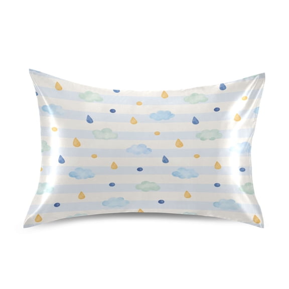 Satin Pillow Case Envelope Pillow Covers Standard Size Soft Pillow Cases for Bedroom, Water Raindrops Printed