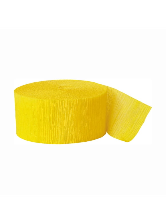 Unique Industries Bright Yellow Solid Print Birthday Party Streamers, 1.75"x 81'