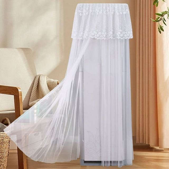 Nvzi Campana de gabinete cuadrada de 1 pieza con encaje blanco, sin necesidad de decoración de cubierta antipolvo vertical al iniciar, 50 * 30 * 170 cm (Estilo 1)