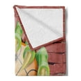 thumbnail image 2 of Brick Wall Soft Flannel Fleece Blanket, Claw Beast Monster Hand Holds Basketball Through Brick Wall Paint, Cozy Plush for Indoor and Outdoor Use, 50" x 70", Coral Orange Lime Green, by Ambesonne, 2 of 5
