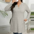 thumbnail image 4 of Women Casual Knit Shirts Loose Relaxed Fit Sweater Tunic Quarter Zip Pullover Brushed Fleece Outfits Crewneck Long Sleeve Knitted Clothes Fall Fashion Tops, 4 of 5