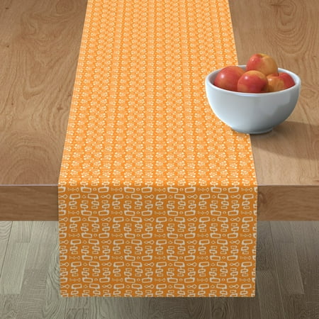 

Cotton Sateen Table Runner 108 - Out Retro Vintage Mid Century Modern Modernism Tiki Space Abstract Orange Print Custom Table Linens by Spoonflower