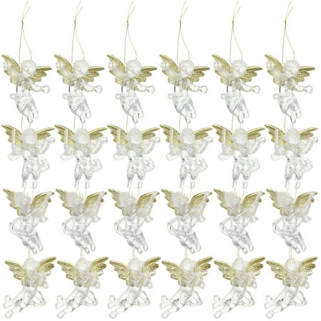 

24pcs 6cm Christmas Hanging Ornaments Transparent Angel Pendants Chic Decors