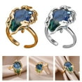thumbnail image 2 of Lerpwige Adjustable Open Flame Ring Blue Green Gradient Zircon Water Drop Design Women Jewelry, 2 of 9