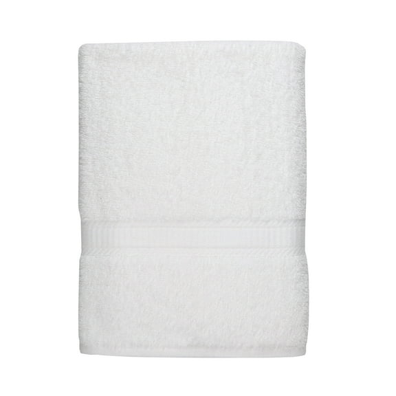 Mainstays Basic Bath Towel, Soft 100% Cotton and Highly Absorbent Bath Towel, White