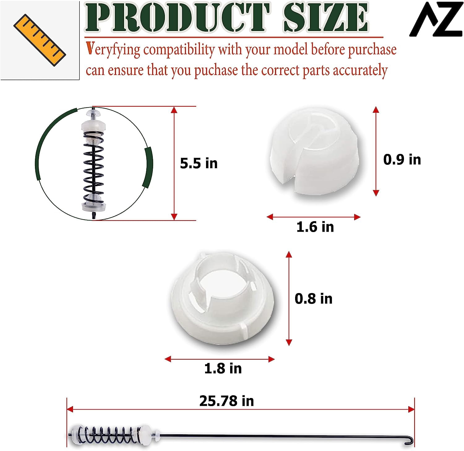 4Pcs Washer Suspension Rod Kit Replaces For Amana NTW4605EW0 NTW4516FW1 NTW4516FW2 NTW4516FW3 Washer