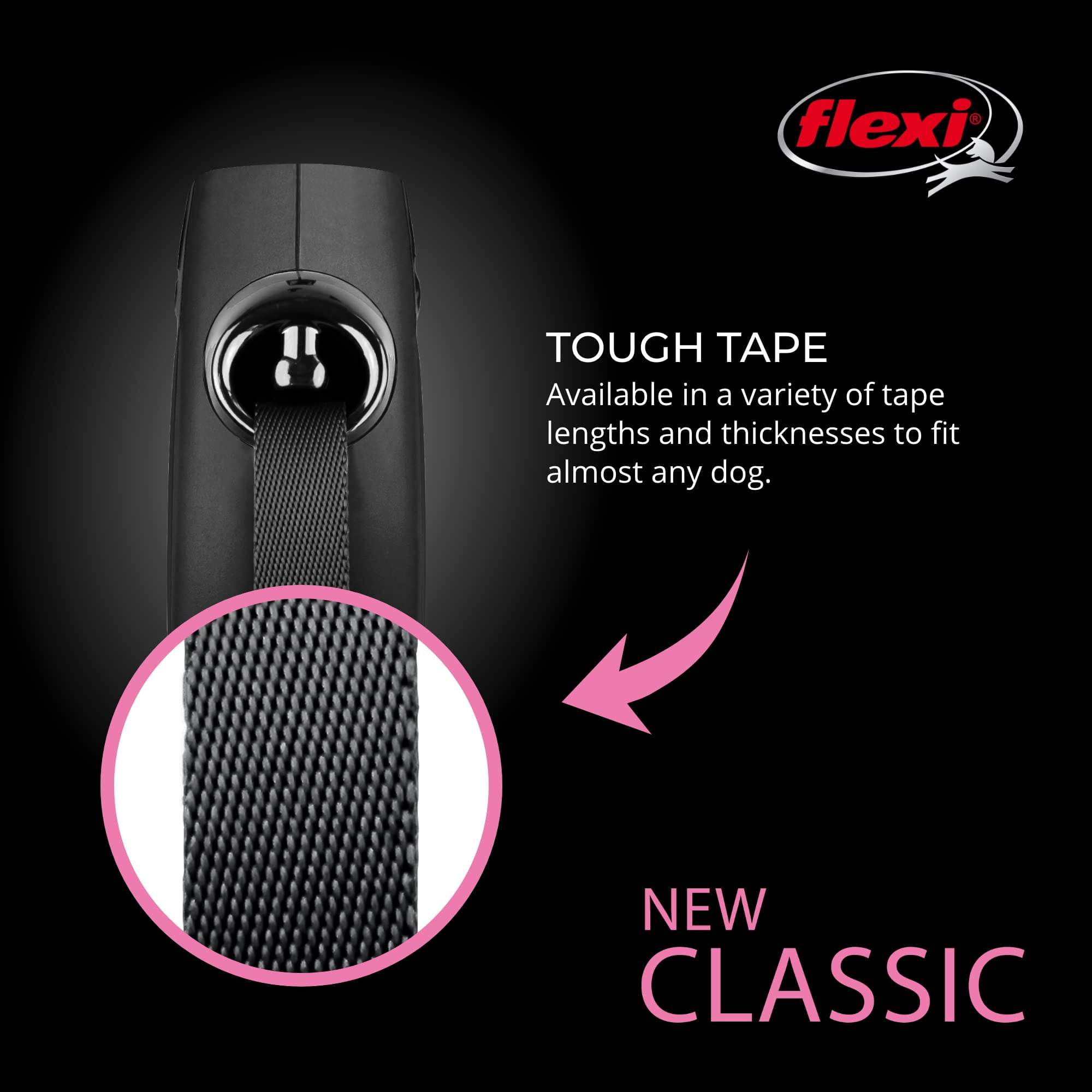 Flexi® Classic Tape for Small Animals Black Color Medium 5 M