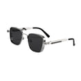 thumbnail image 4 of Gafas de sol cuadradas para hombre y mujer, modernas, para cumpleaños, citas, conducción, playa. Lente plateada y gris, 4 of 9