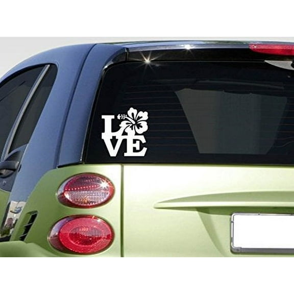 Hibiscus love 6" sticker *F259* vacation decal car decal window laptop hawaii