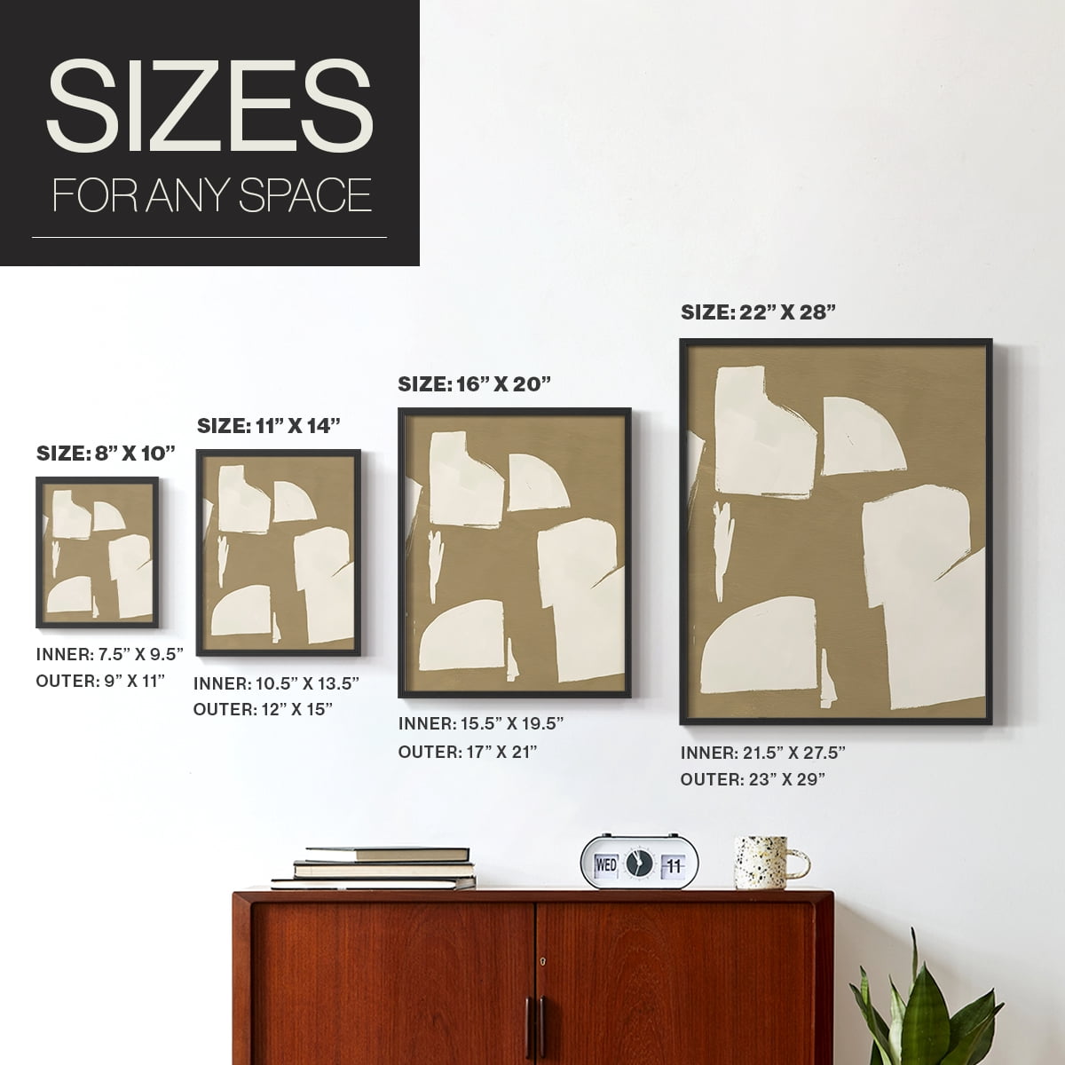 Chunky Abstract IV Framed Print in Black Solid Wood Framed Print No Nail Hanging