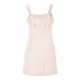 thumbnail image 4 of iOPQO Overalls Women Womens Dresses Women Soild Pinafore Square Apron Garden Work Pinafore Dress Suspender Dress Casual Dresses For Women Beige M, 4 of 5