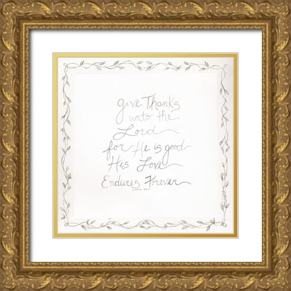 Shamp, Cindy 12x12 Gold Ornate Wood Framed with Double Matting Museum Art Print Titled - Give Thanks
