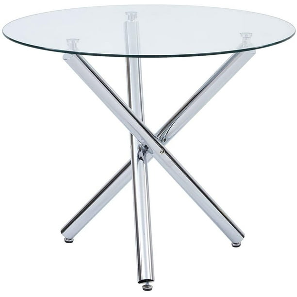 Nopurs Mordern Dining Table With Round, Small Glass Kitchen Table For 2