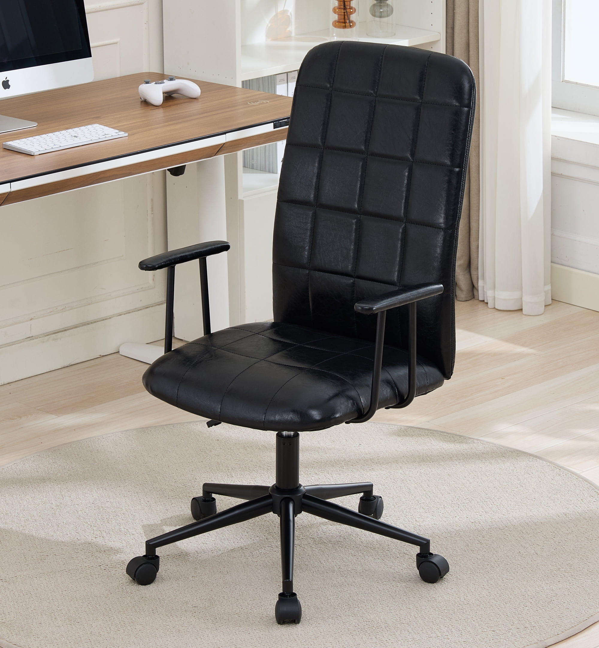 Office Chair, Swivel Chair, Executive Desk Chair with High Backrest, 360 Degree Rotation, Adjustable Gas Lift and 5-Star Base, for Home Office, Black PU Leather
