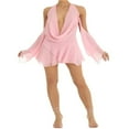 thumbnail image 1 of PENGXIANG Robe Mini à Col Licou pour Femmes, Décolleté Plongeant en V Profond, Robe Courte à Manches Épaules Dénudées, Robe à Volants pour Sortir, 1 of 9