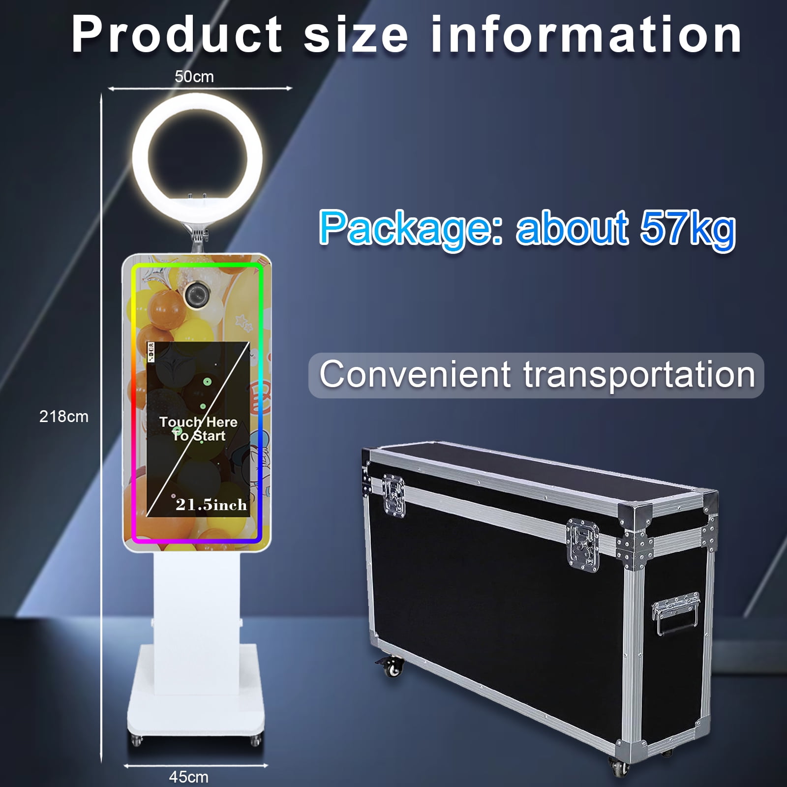 PAAFNN 21.5''LCD Touch Screen Portable Stand Selfie Photobooth Machine for Wedding Party