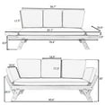 Patio Convertible Daybed, Wooden Couch Sofa Daybed with Adjustable