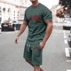 thumbnail image 4 of Playeras Deportivas De Verano Para Hombre, Camiseta Informal De Dos Piezas Con Estampado De Letras, Camiseta De Manga Corta Con Cuello Redondo Y Pantalones Cortos, 4 of 4