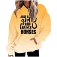 thumbnail image 3 of Jinhomg Novelty Sweatshirt for Women Trendy Gradient Color Letter Print Hoodies Oversized Casual Comfy Thin Fleece Pullover Tops with Kangaroo Pocket Yellow L, 3 of 4