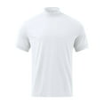thumbnail image 2 of Frontwalk Men T Shirts High Neck T-shirt Short Sleeve Summer Tops Mens Loose Fit Basic Tee Pullover White XS, 2 of 4