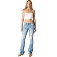 thumbnail image 7 of Machine Jeans Women's Juniors Mid Waist Distressed Bootcut Jeans (11, Light Denim), 7 of 7