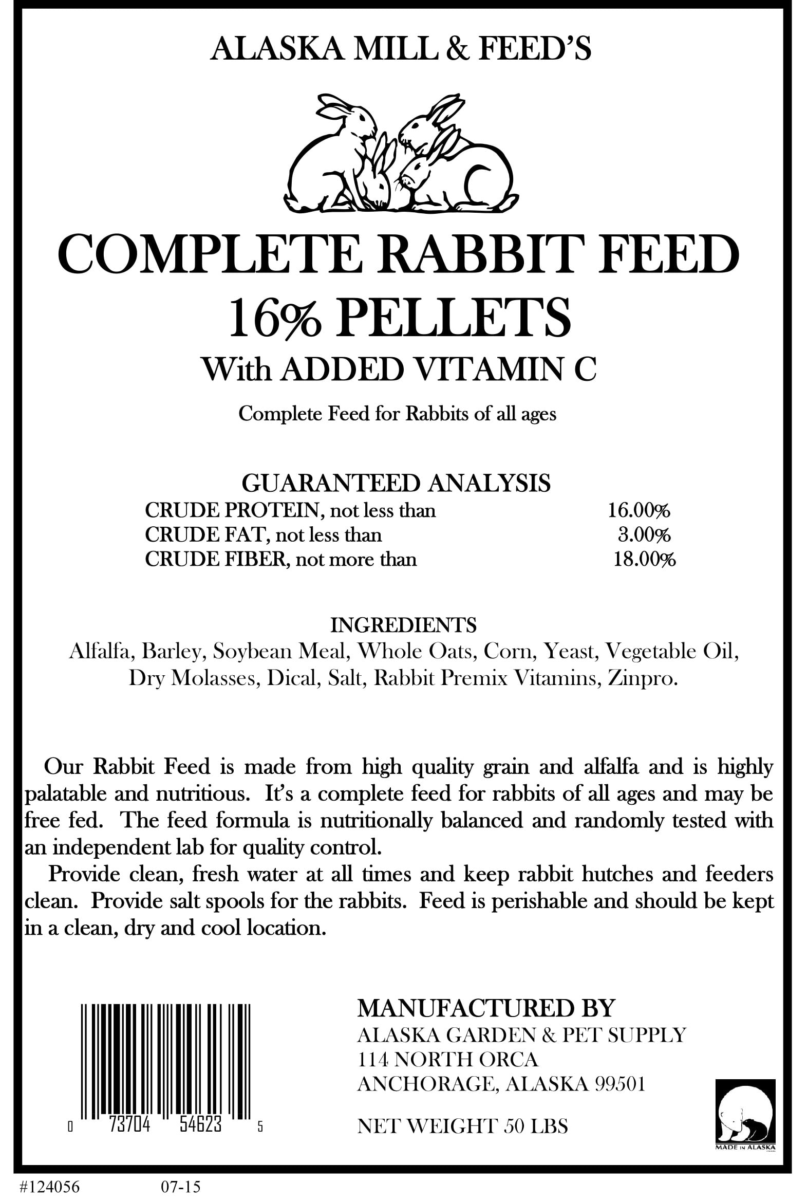 (4 pack) Garden And Pets Rabbit 16% Pellet