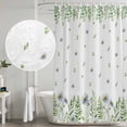 thumbnail image 5 of Farmhouse Botancial Shower Curtain, Waterproof Shower Curtains for Bathroom, Pastoral Daisy Leaves Watercolor Washable Fabric Bathtub Curtain Set Bath Decor with 12 Hooks Standard 72"x72", 5 of 8