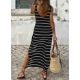 thumbnail image 6 of Asyoly Womens Summer Dresses Boho Striped Racerback Tank Dress Round Neck Side Split Long Beach Dress Maxi Dresses, 6 of 6