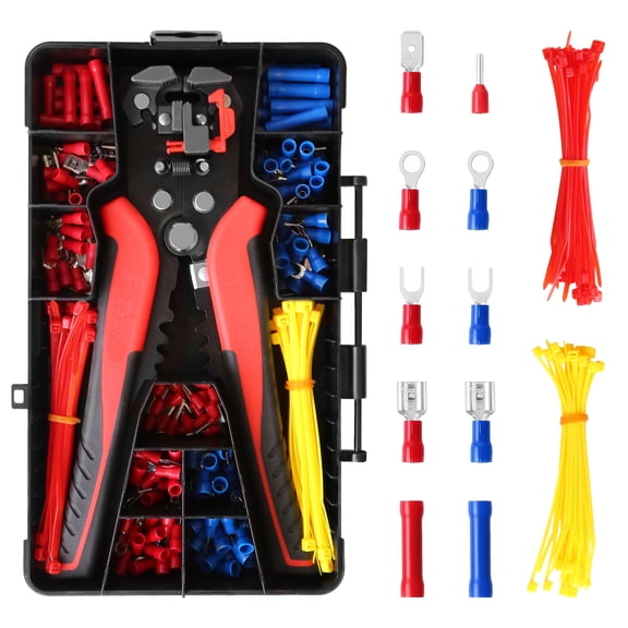 Aovky 236PCS Wire Stripper Tool Kit, 3 In 1 Heavy Duty Automatic Wire Strippers for 10-24 AWG Cables, Self Adjusting Wire Crimping Tool for Electrical Cable Cutting, Stripping, Clamping