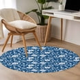 thumbnail image 4 of Round Rugs 4Ft, Blue White Floral Round Area Rug Washable Indoor Throw Carpet, Farmhouse Retro Botanical Leaves Soft Non Slip Circle Rug for Kitchen Nursery Room Home Decor Aesthetic, 4 of 8