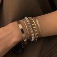thumbnail image 5 of Conjunto de pulsera de diamantes de imitación con múltiples elementos geométricos personalizados, cadena de garra hecha a mano de cobre simple vintage, joyería de mano, 5 of 5