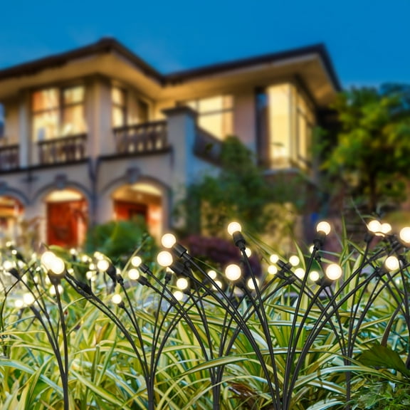 Sunco Solar Firefly Pathway Lights, Swaying Outdoor Garden Landscape Lighting, 2400K Warm White, Waterproof Yard Patio Ground Lights, Cross Spike Stake for Easy in Ground Install 3 Pack.