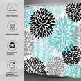 thumbnail image 2 of Dahlia Flower Shower Curtain, Floral Bathroom Decor, Waterproof Polyester Fabric Sky Blue Grey Black Set, with 12 Hooks 72 x 72 Inches, 2 of 6