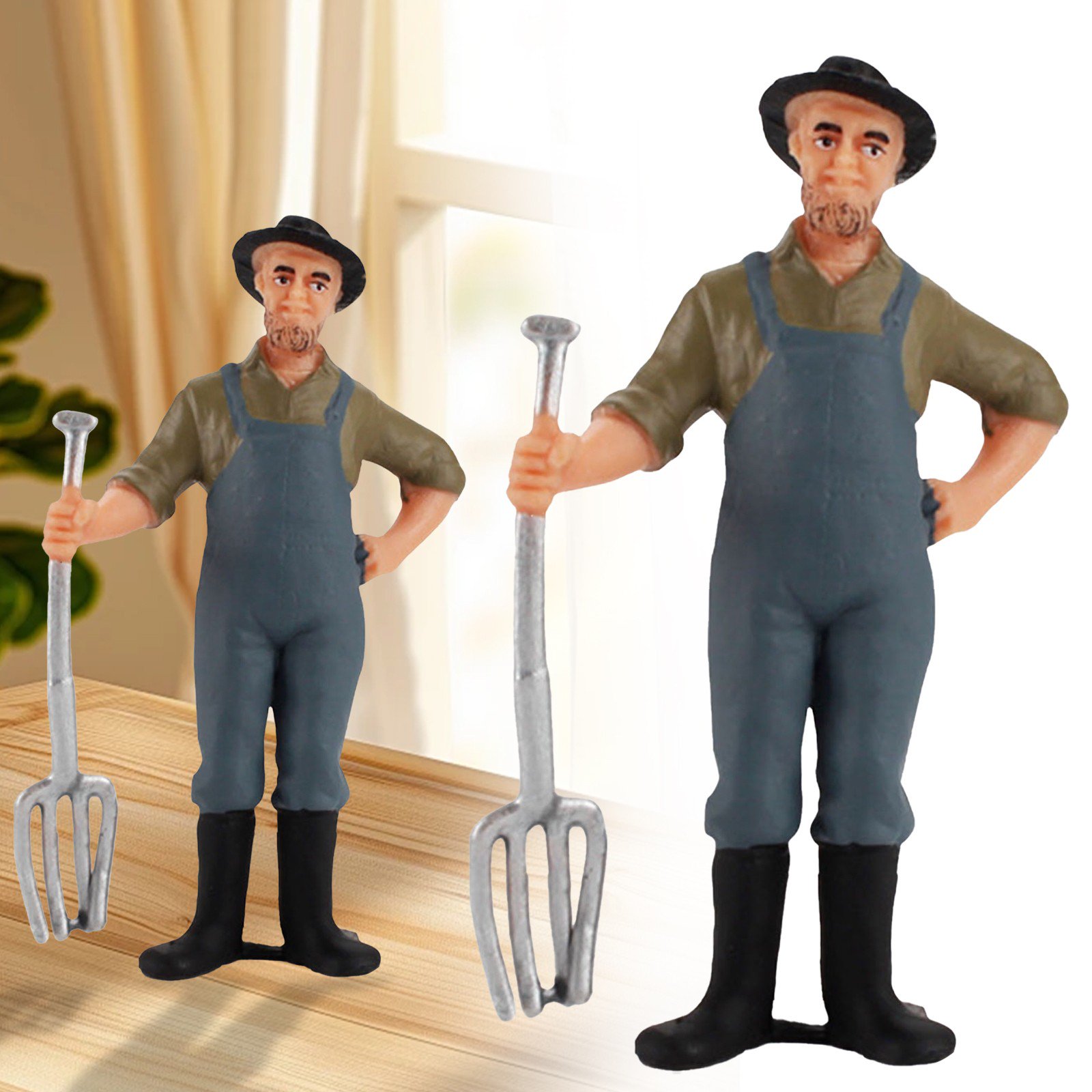 Goowood Miniature People Figurines Realistic Farmer Model Toy Male and Female Farmer Figure Tiny People Figures for Farm Animals Playset