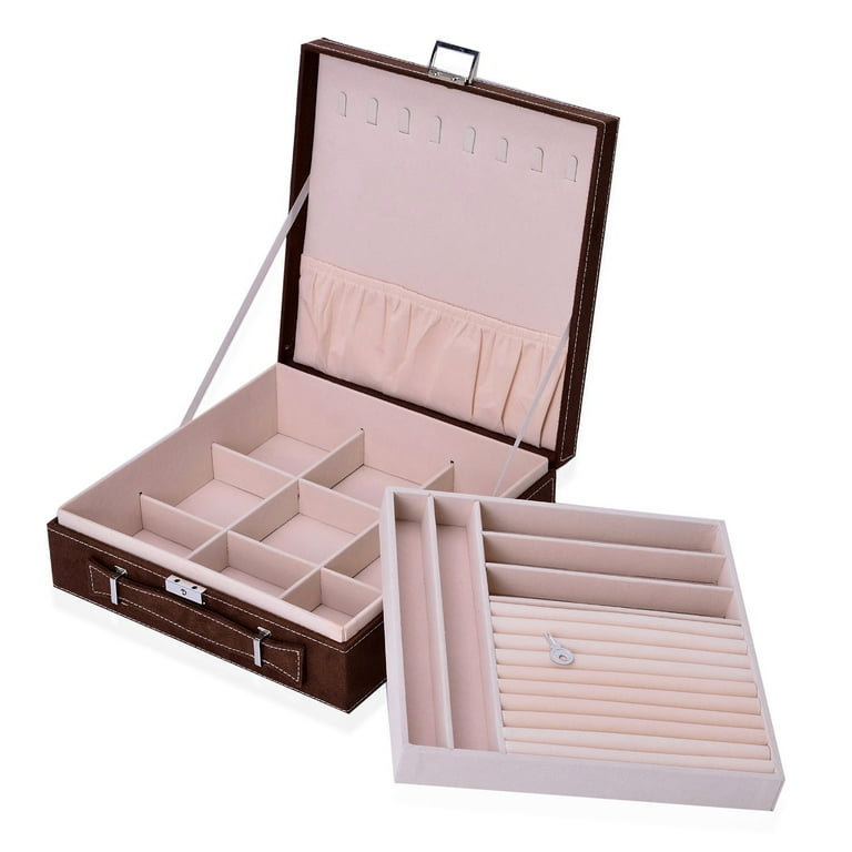 Brown Velvet Scratch Resistant Anti Tarnish Jewelry Box with 6pcs