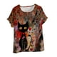 thumbnail image 1 of Vestidos Casuales Para Mujer, Blusas De Mujer De Moda Blusa tipo túnica informal de lino con estampado de peces y botones de manga corta para mujer, 1 of 4