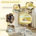 thumbnail image 3 of UBesGoo Comfy Office Chair with Wheels, Cute Rolling Vanity Makeup Chair, Adjustable Faux Rabbit Hair Task Chair for Makeup Room, Yellow, 3 of 9
