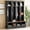 Black, variant on Euroco Farmhouse 59"W Wide Hall Tree with 8 Hooks, Practical Entryway Bench with Open Compartments, 76.7"H Modern 3-in-1 Wooden Style Coat and Shoe Rack for Mudroom, Living Room, Green