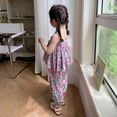 thumbnail image 5 of Uccdo 2Pcs Toddler Little Girls Loose Cami Pants Outfits Summer Floral Strap Crop Top Long Pants 3-8T, 5 of 6