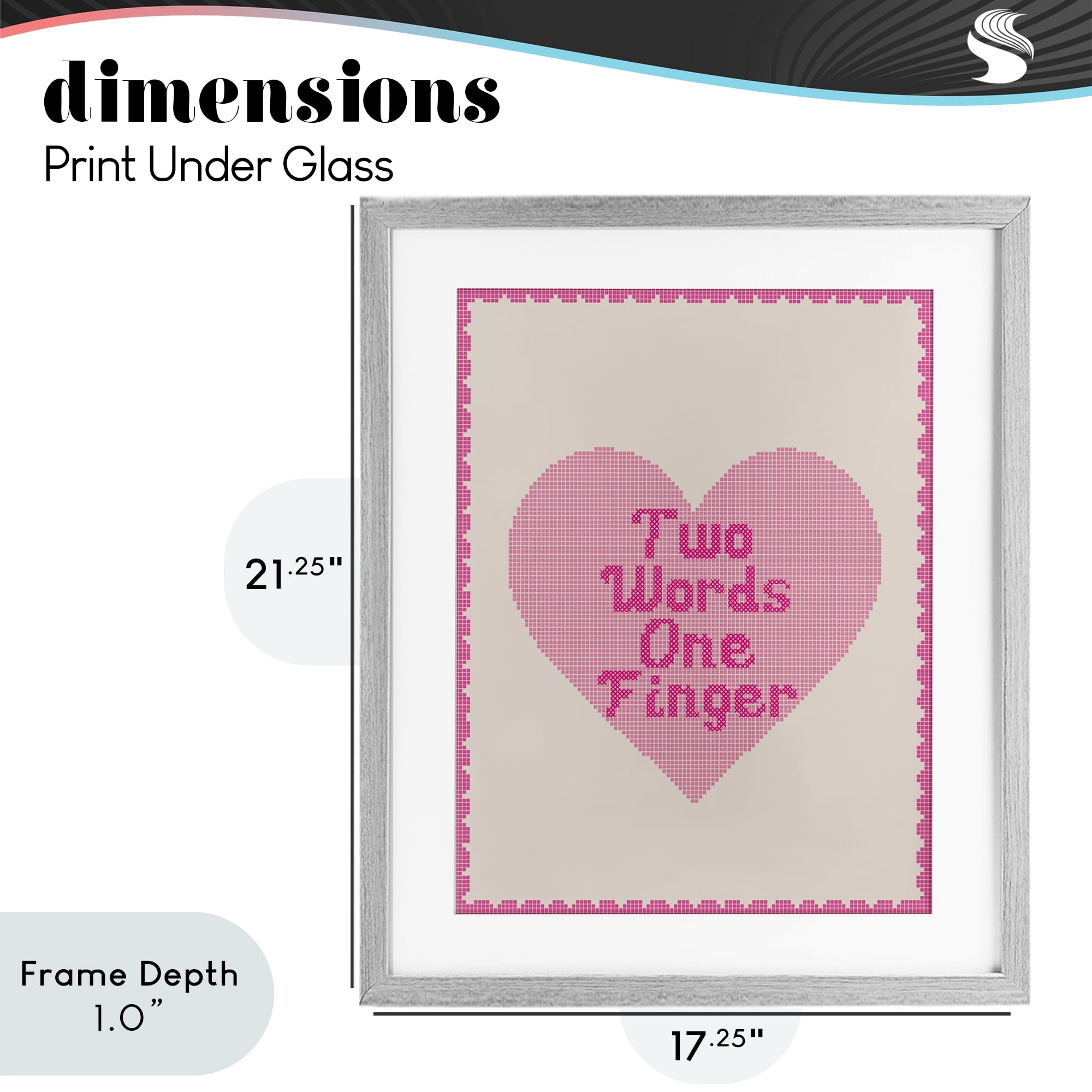Stupell Industries Two Words One Finger Heart Gray Framed Print Under Glass, design by Lil' Rue