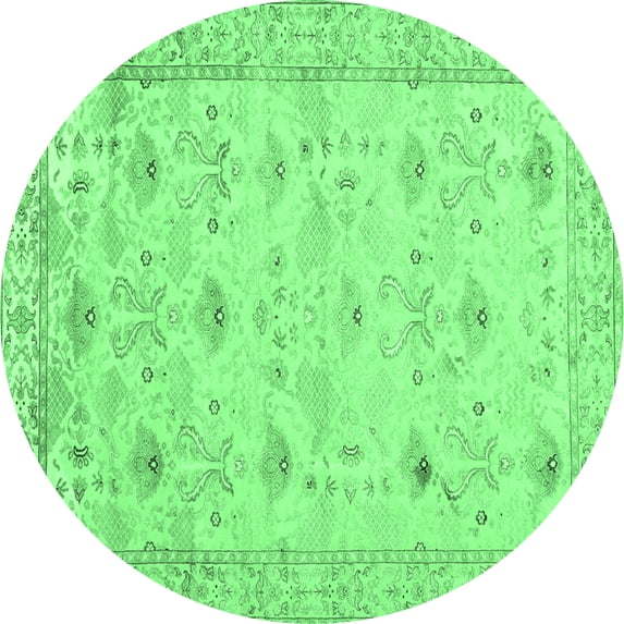 Ahgly Company Indoor Round Abstract Emerald Green Contemporary Area Rugs, 6' Round