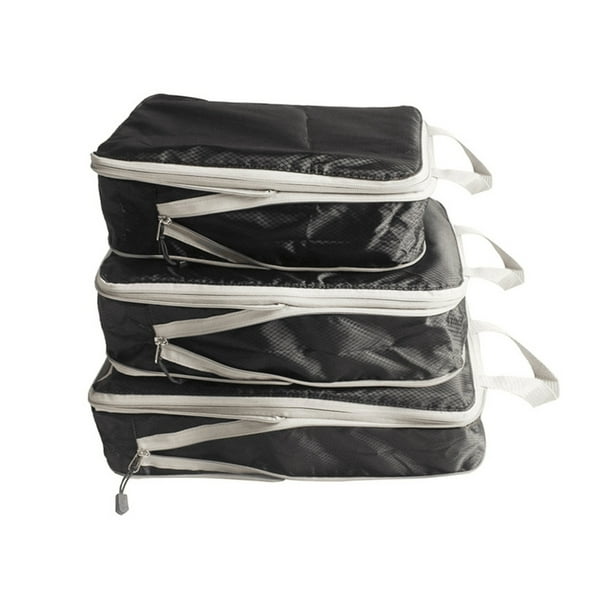 9 Pack Bagagerie Organisateur Voyage Compression Valise Sac Emballage Cubes  Noir
