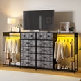 thumbnail image 3 of GloryStar Commode à Dessus en Bois Réversible, Commode de 49,2 Pouces de Large avec Support Suspendu, Lumières DEL, 6 Tiroirs et Cadre Robuste, 3 of 8