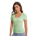 thumbnail image 4 of Women's Scoop Neck Short Sleeve T Shirt Slim Fit Sexy Tops, 4 of 4