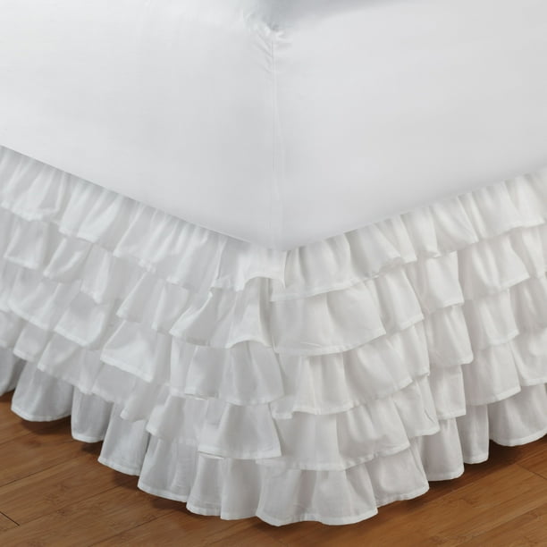 MultiRuffle White Bed Skirt 15" Twin