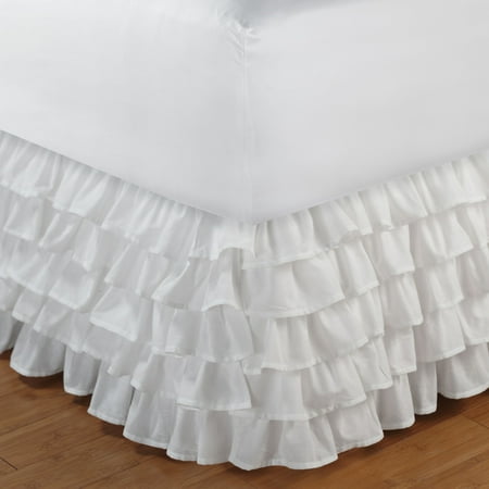Multi-Ruffle White Bed Skirt 15" Twin