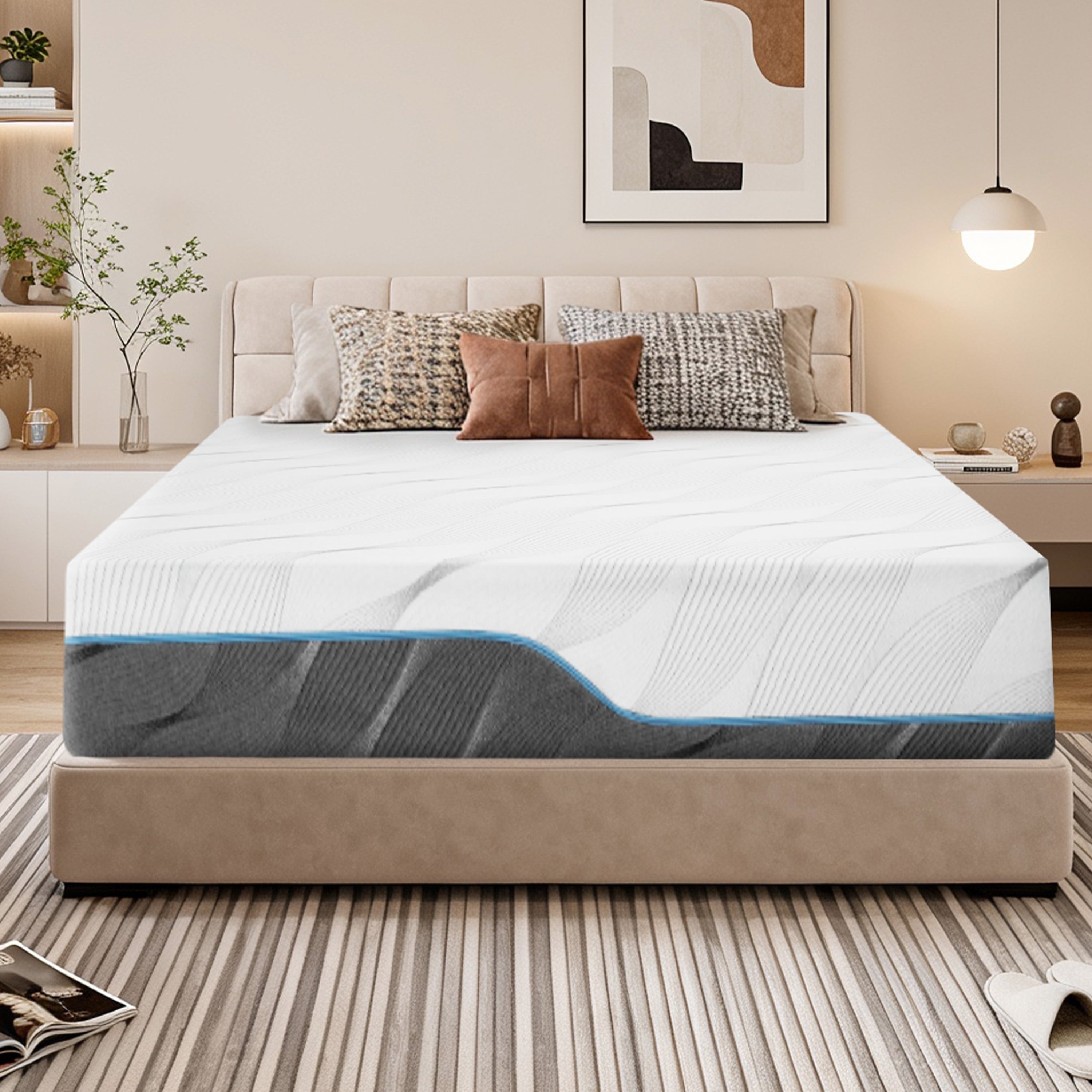 ずんずん Zinus 8” Spa Sensations Comfort Memory Foam Queen Mattress, Green